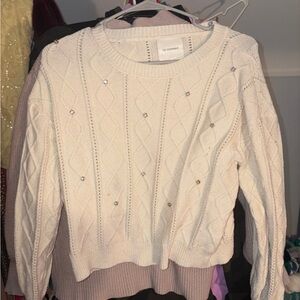 No Comment Women's Cream Cable Knit Sweater